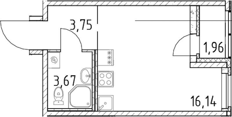 Квартира студия 23.56 м², 19/23 эт., ЖК «Город Первых»
